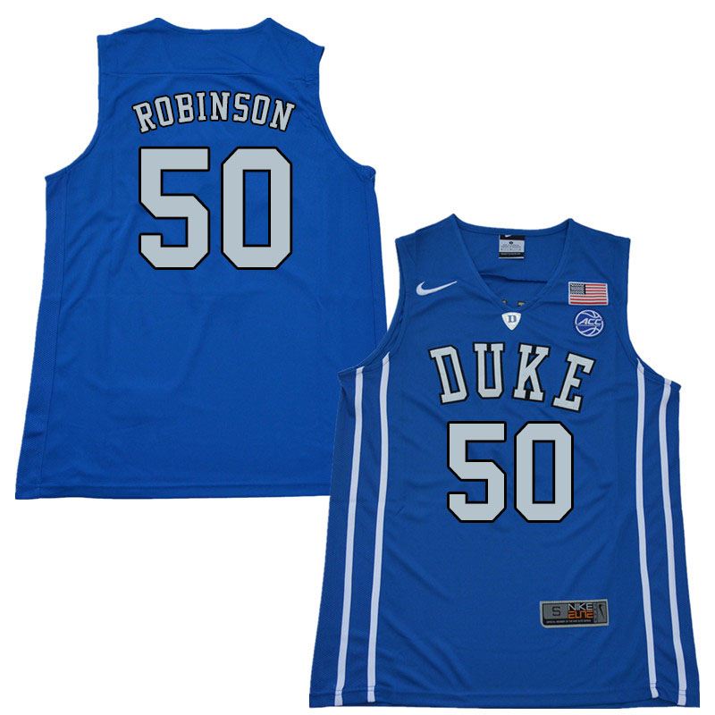 2018 Men #50 Justin Robinson Duke Blue Devils College Basketball Jerseys Sale-Blue